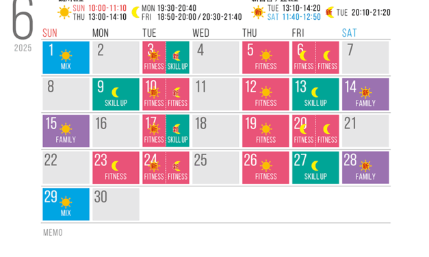 6月のスケジュールです